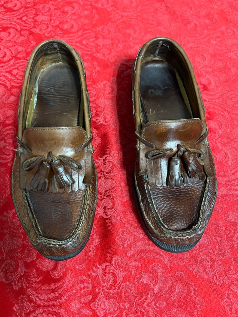 Sperry Top-Sider Men's Brown Leather Tassel Loafers Size 10 Pebble Grain Slip On